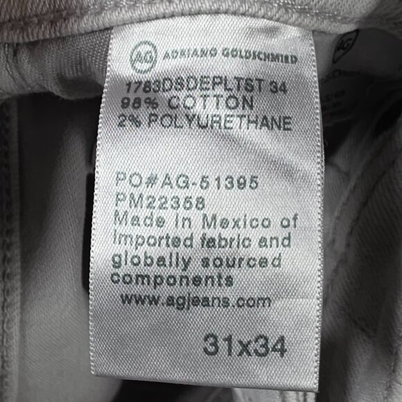 AG Adriano Goldschmeid Jeans Mens Size 31x34 Silver Slim Straight Stretch Denim - Picture 12 of 13
